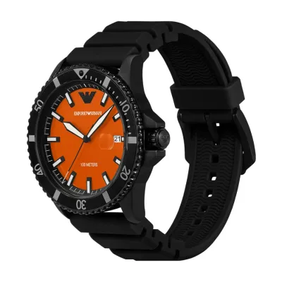 World Explorer Three-Hand Date Black Silicone Watch
